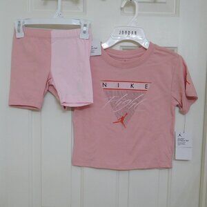 NWT 2pc Nike Jordan Flight Pink Top & Bike Shorts Set sz 6X